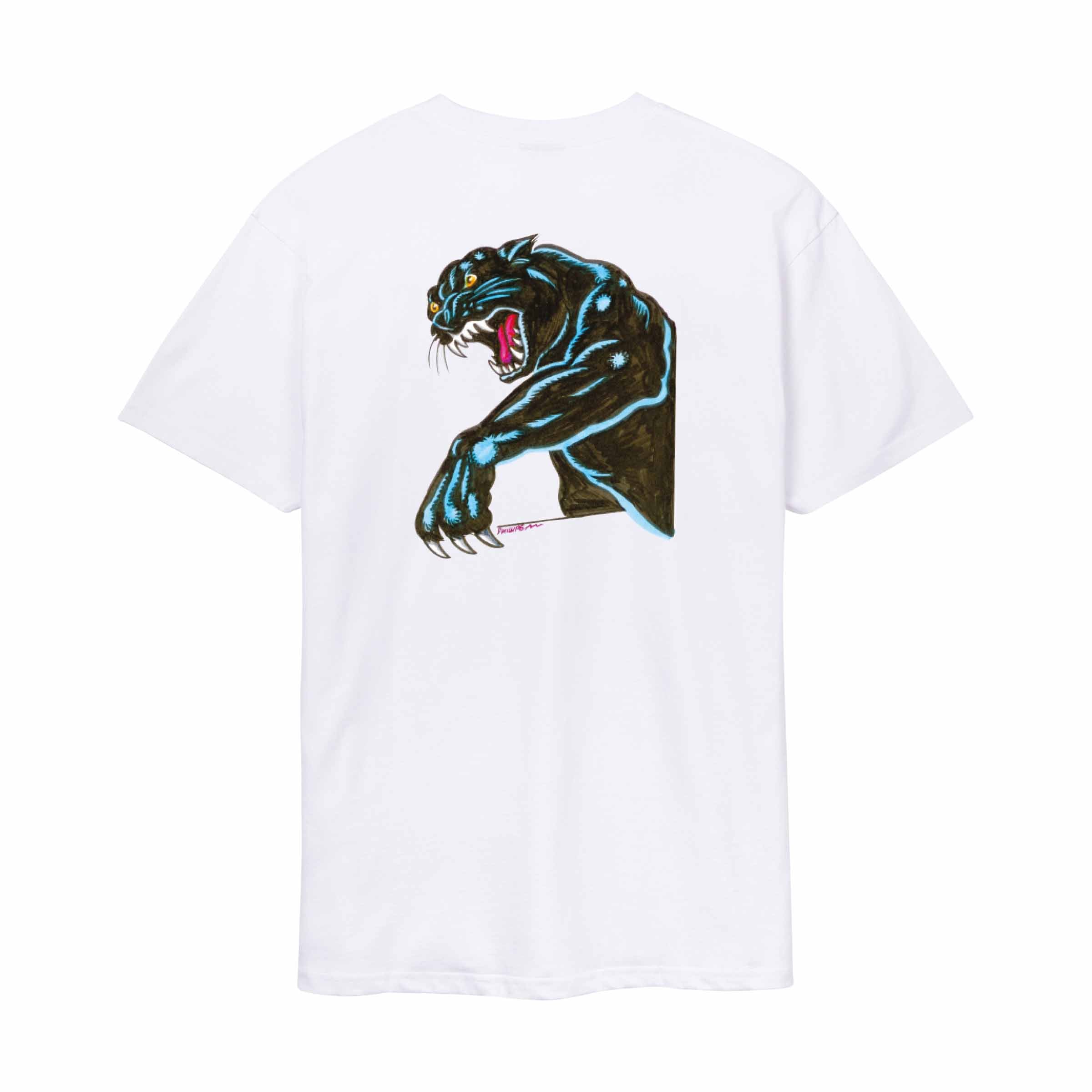 SANTA CRUZ T-SHIRT NATAS SKETCH PANTHER White-Massilia Surf Shop