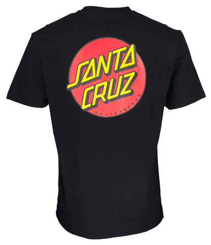 t shirt noir avec logo rond rouge dans le dos 