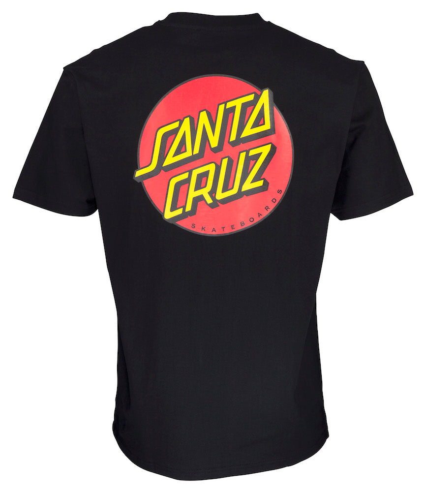 t shirt noir avec logo rond rouge dans le dos 
