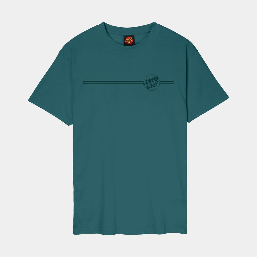t-shirt santa cruz vert unisexe avec bandes fines et logo ton sur ton vue de face