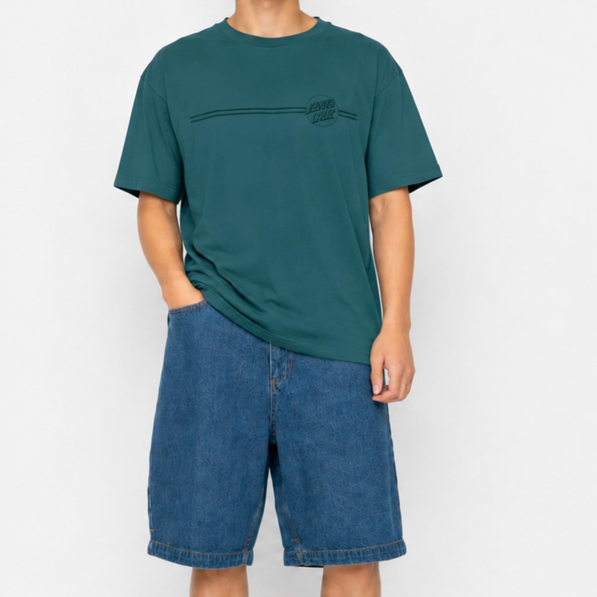 SANTA CRUZ TEE SHIRT TONAL OPUS DOT STRIPE Teal