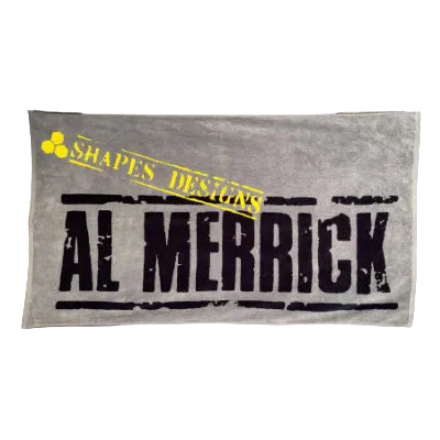 serviette de plage channel islands al merrick grise avec logo noir et jaune