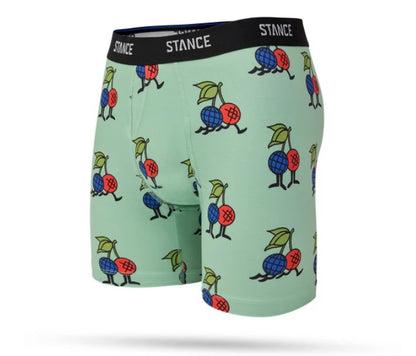 calecon stance vert pour homme avec cerises stylisées