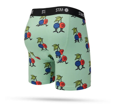 calecon stance vert pour homme avec cerises stylisées vue de dos