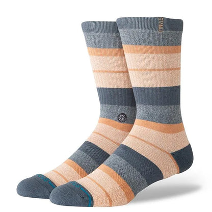 chaussettes stance rayéée bleu et orange unisexe vue de profil