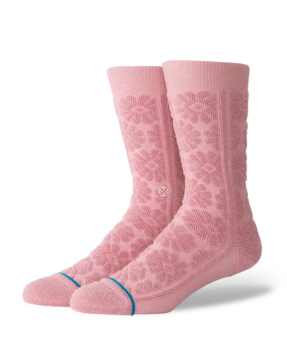 STANCE CHAUSSETTES DAISY TERRY CREW pink vue de face