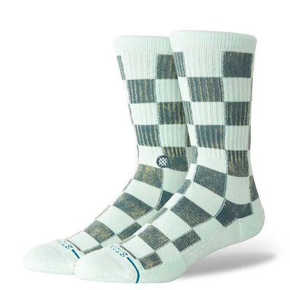 chaussettes stance a damier vert foncé et vert clair unisexe vue de face
