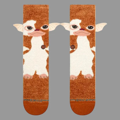 chaussettes stance marron de gizmo film gremlins avec oreilles qui dépassent unisexe vue de face