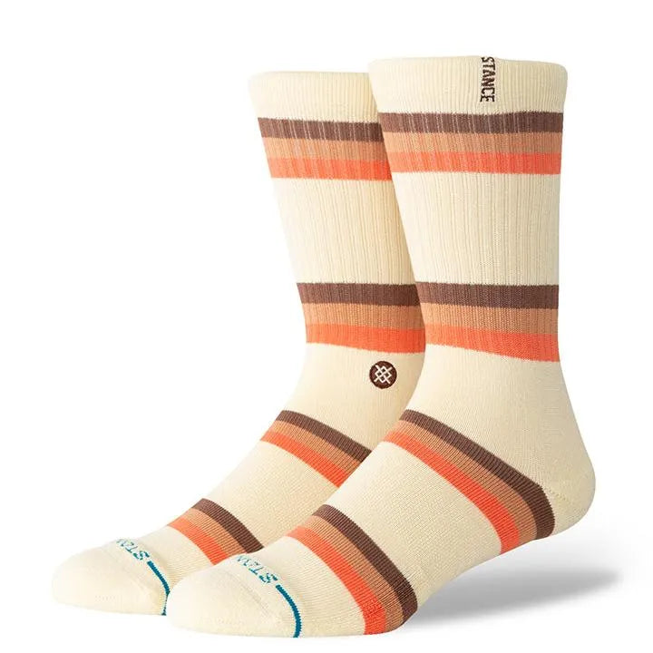 chaussettes stance sunnyville orange à rayures marron unisexe vue de profil