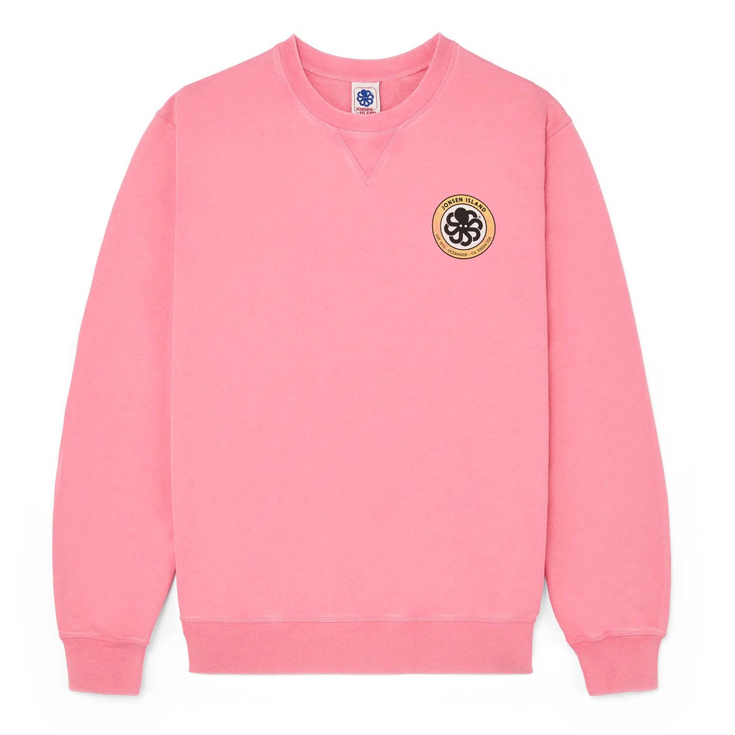 sweat rose unisexe col rond classic authentic pink logo poitrine poulpe jaune