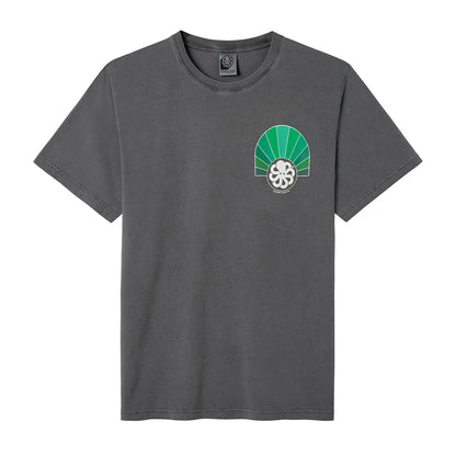 t-shirt jonsen island homme black mucho better manches courtes vue de face print vert sur le coeur