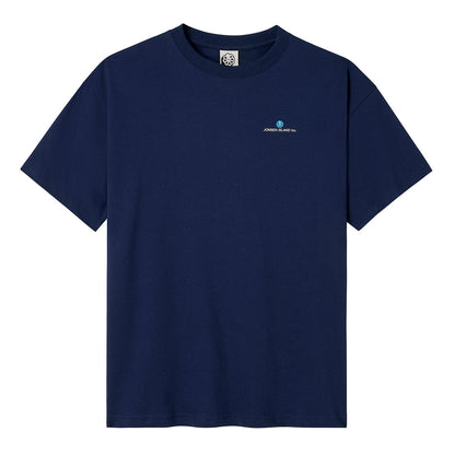 t-shirt jonsen island homme bleu authentic diamond loose manches courtes vue de face logo discret sur le coeur