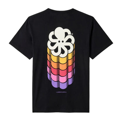 t-shirt jonsen island homme noir vue de dos avec poulpe multicolore effet relief