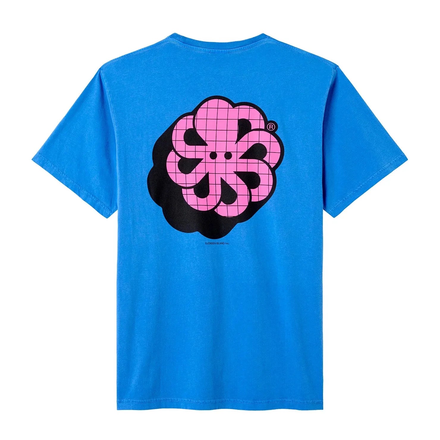 tee-shirt jonsen island homme bleu 3d vue de dos poulpe rose en 3d