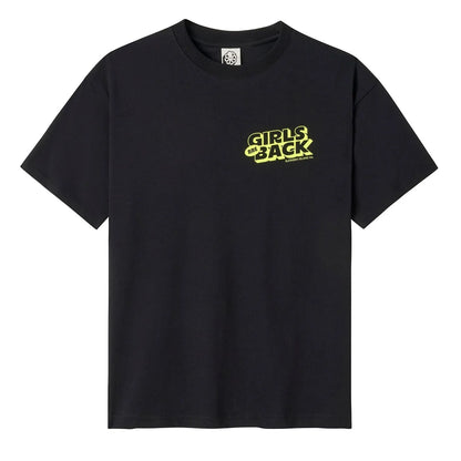 tee shirt oversize noir jonsen island avec logo coeur jaune style bd vue de face