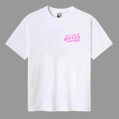 tee shirt oversize blanc jonsen island avec logo coeur rose style bd vue de face