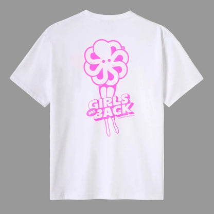 tee shirt oversize blanc jonsen island avec poulpe rose et jambes de femme  vue de dos