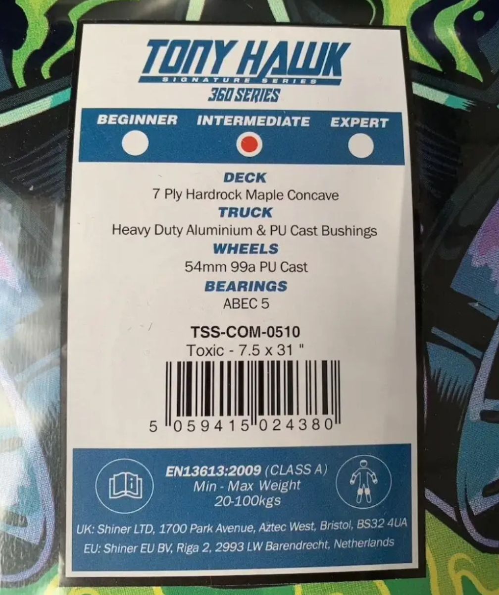 TONY HAWK SKATE COMPLET ENFANT TOXIC 7,5