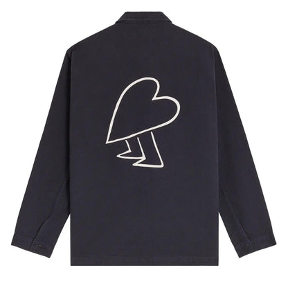 veste de travail marine avec coeur dans le dos