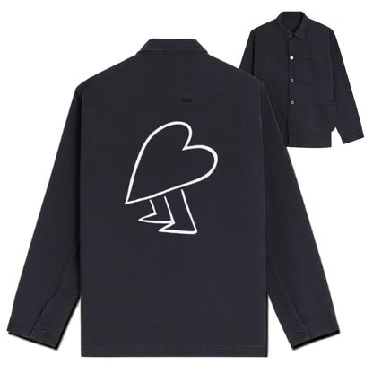 veste camionneur homme beu marineavec coeur dans e dos