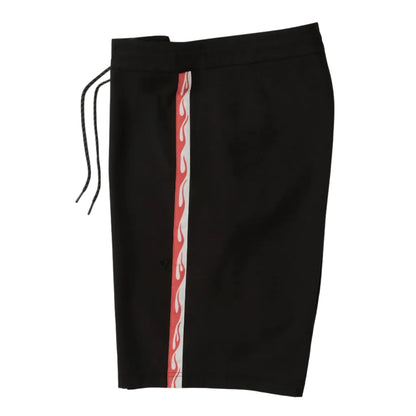 maillot homme noir avec bande sur le côté rouge et blanche