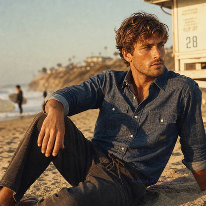 homme portant chemise denim jay bay vissla lifestyle