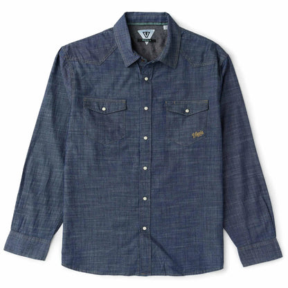 chemise en jean homme boutons pressions poches plaquées poitrine vue de face