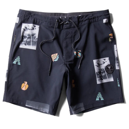 short de surf noir enfant vissla imprime