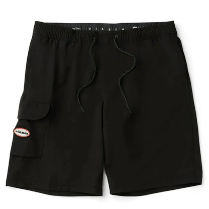 short de surf noir long vue de face avec poche cargo