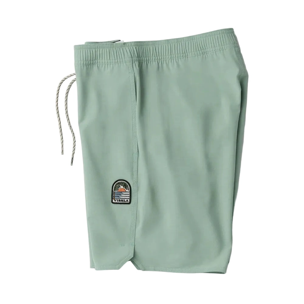 short de surf homme avec poches et taille elastique vert vue de profil