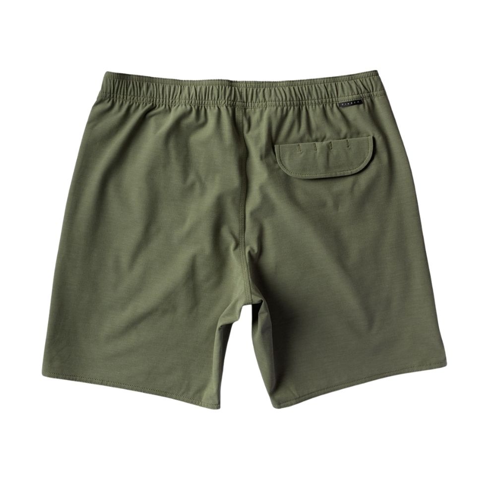 short de surf vissla kaki taille elastique vue arriere et poche fermee