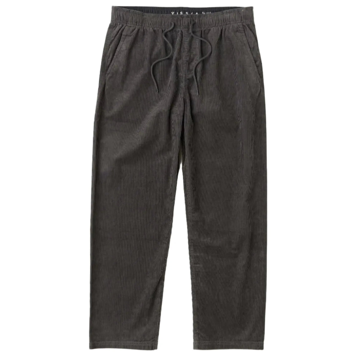 pantalon en velours homme gris foncé vue de face avec 2 poches latérales