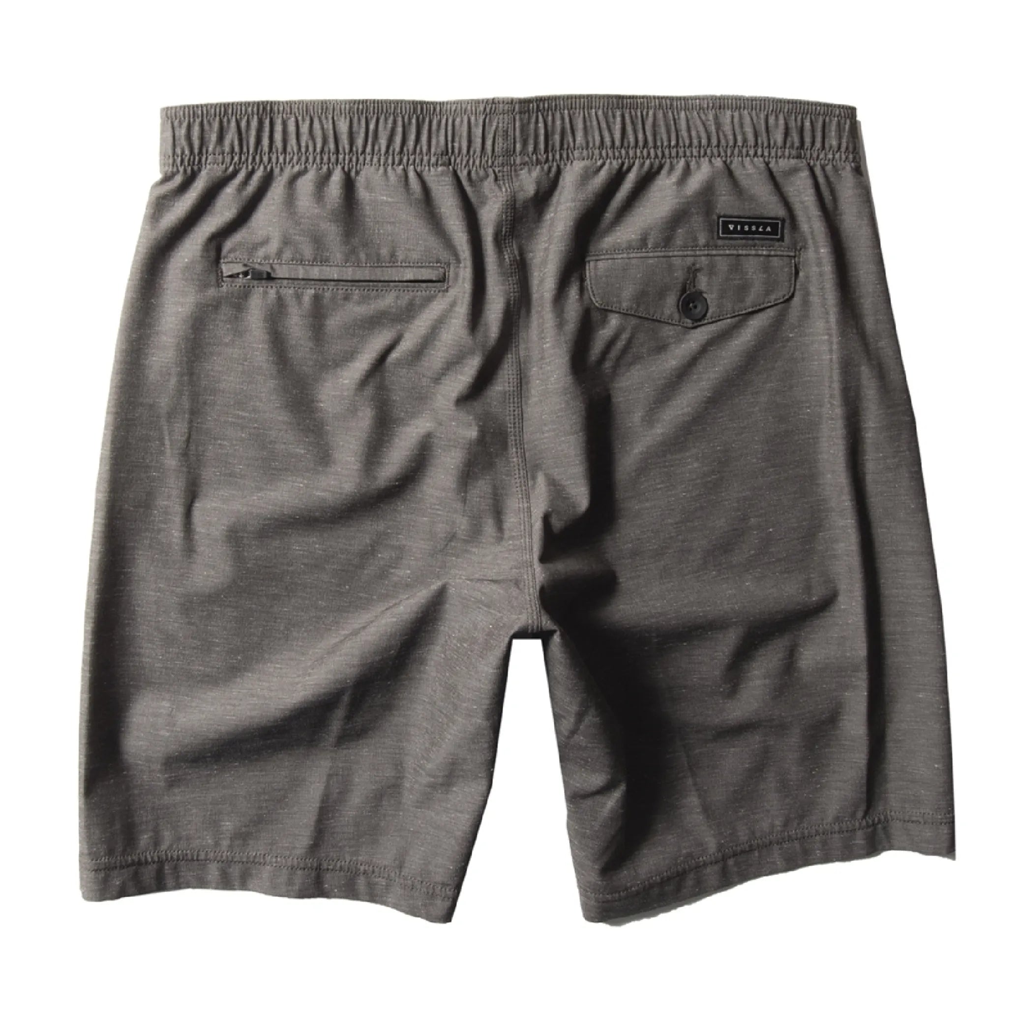 short garcon ete leger gris avec poches arrieres vue de dos