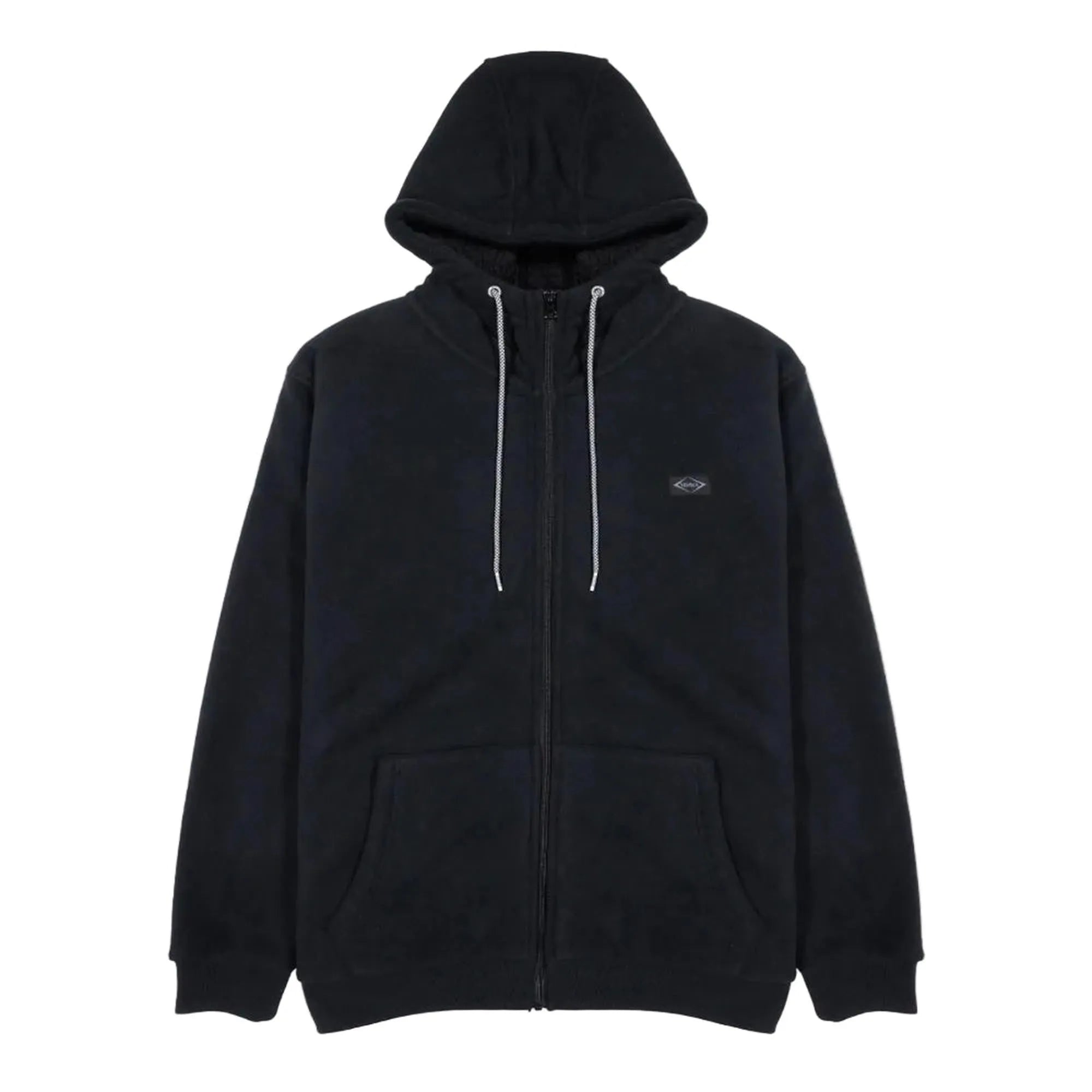 sweat homme zippé noir vissla polar flanel avec capuche en polaire vue de face
