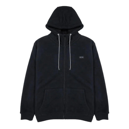 sweat homme zippé noir vissla polar flanel avec capuche en polaire vue de face