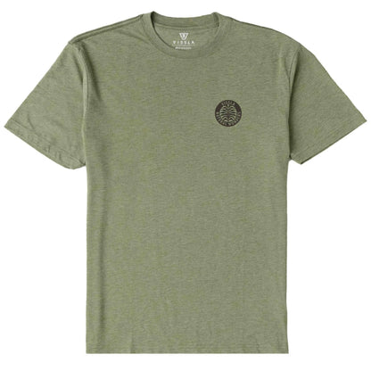 tee shirt vert manches courtes et col rond vissla logo coeur vue de face
