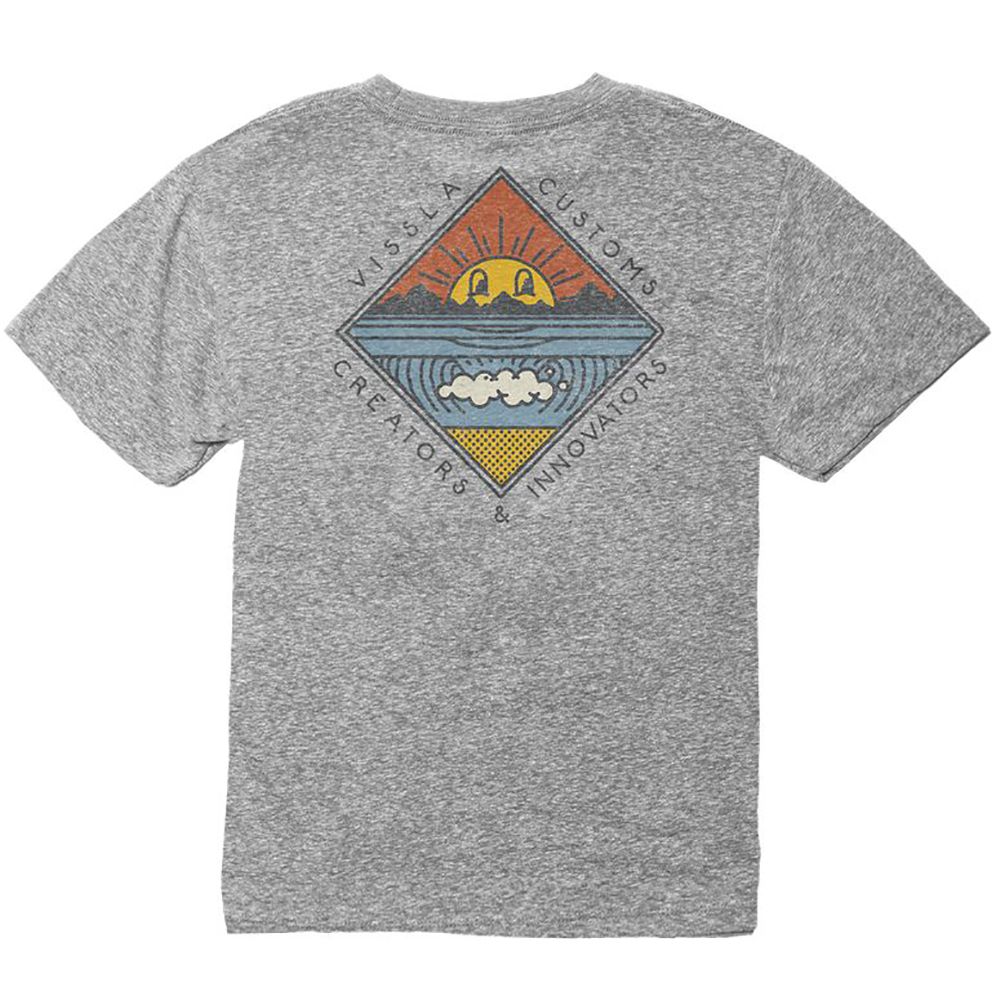 T-shirt enfant Vissla pour look surfwear décontracté vue de dos avec dessin merci et soleil