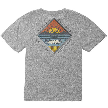 T-shirt enfant Vissla pour look surfwear décontracté vue de dos avec dessin merci et soleil