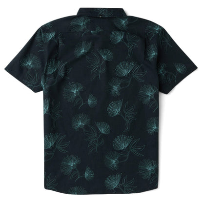 vue de dos chemise noire happy hours vissla avec motif feuilles vertes
