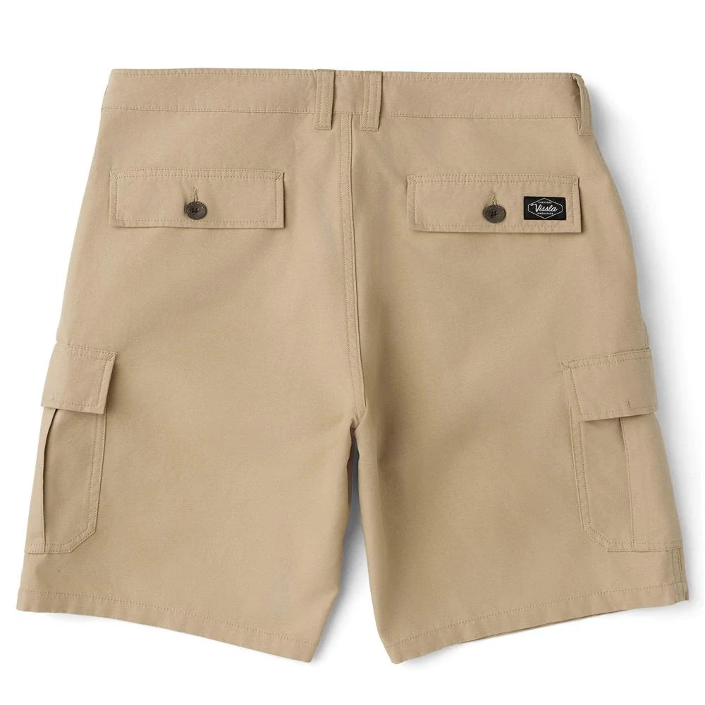 short Vissla cargo beige vue arrière poches rabat 21 pouces