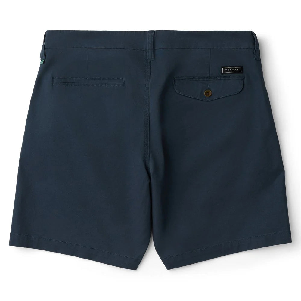 bermuda Vissla style chino bleu marine vue arrière avec poche bouton 