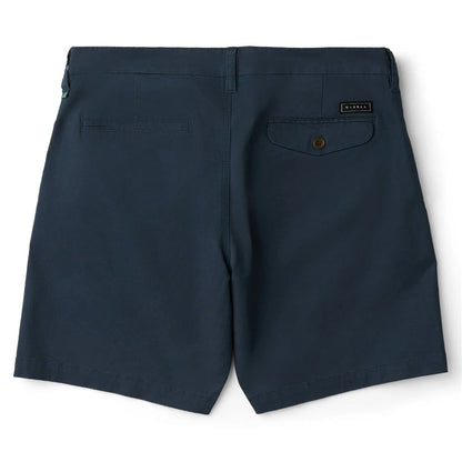 bermuda Vissla style chino bleu marine vue arrière avec poche bouton 
