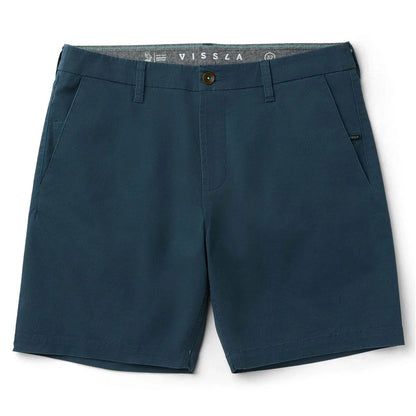 short chino homme Vissla navy en coton biologique stretch coupe épurée vue de face